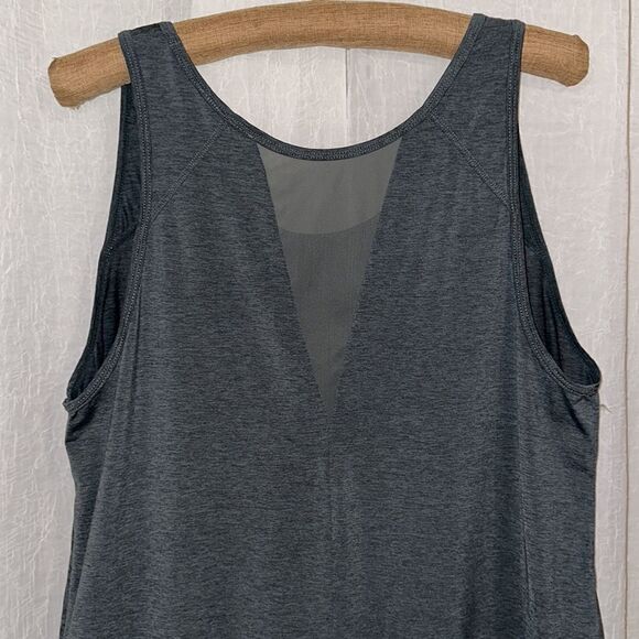 Zella XL Olive Green Sleeveless Mesh Inset Workout Athletic Tank Top - Picture 4 of 9